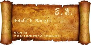 Bohák Margit névjegykártya